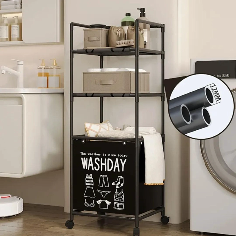 ORGANIZADOR RACK MULTIFUNCIONAL CON CANASTO PARA ROPA SUCIA Y ALMACENAMIENTO - 5