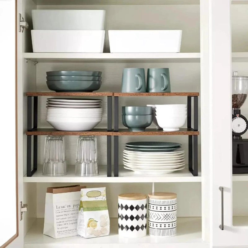 SET DE 4 REPISAS APILABLES PARA ORGANIZACION DE COCINA - 4