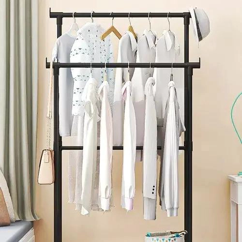 PERCHERO METALICO DOBLE PARA CLOSET ORGANIZADOR DE ROPA COLOR NEGRO - 5