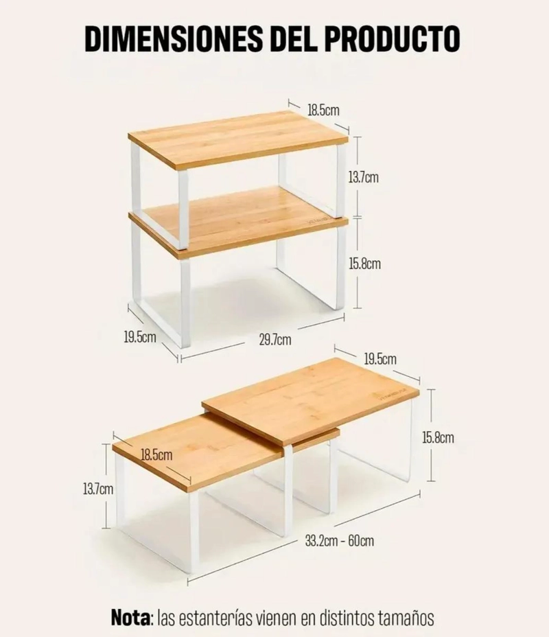 ORGANIZADOR APILABLE CON 2 REPISAS PARA VAJILLA Y LOZA - 2