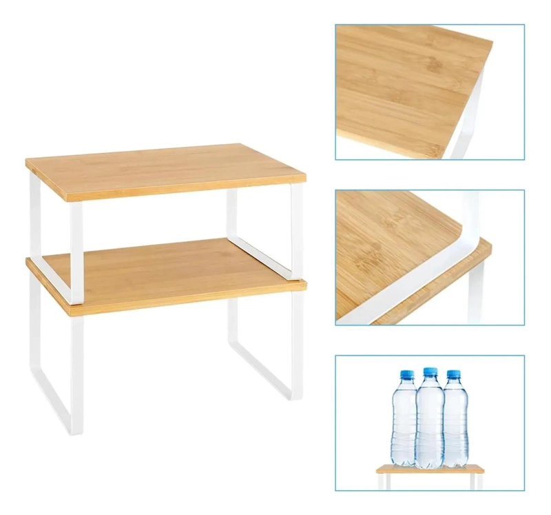 ORGANIZADOR APILABLE CON 2 REPISAS PARA VAJILLA Y LOZA - 4