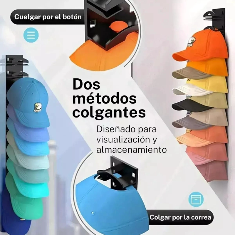 SOPORTE PARA GORRAS PARA COLGAR EN PARED, CLOSET O ESTANTE - 4