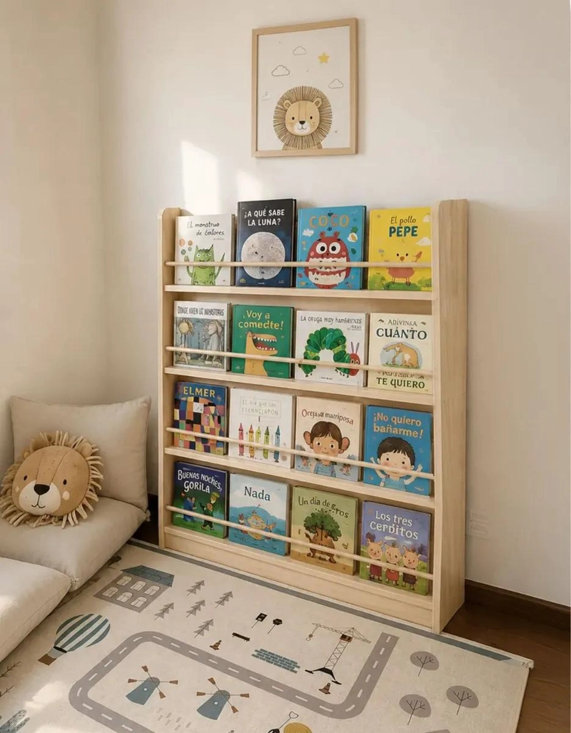 LIBRERO ORGANIZADOR INFANTIL DE MADERA CON 4 NIVELES Y GRAN CAPACIDAD - 1