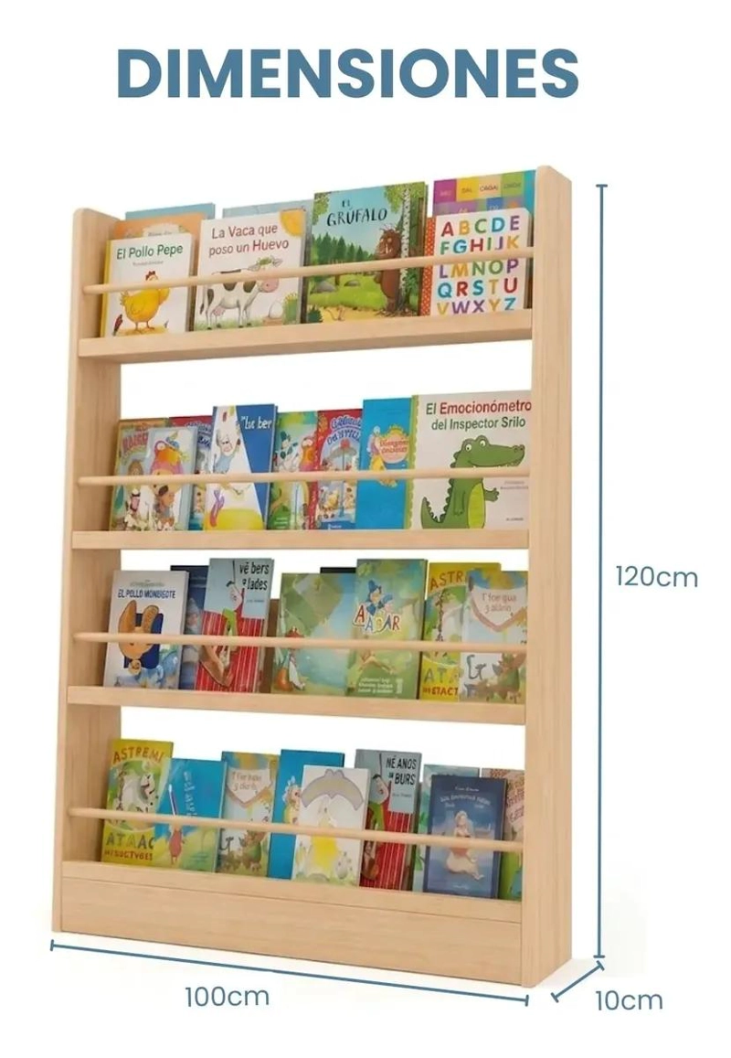 LIBRERO ORGANIZADOR INFANTIL DE MADERA CON 4 NIVELES Y GRAN CAPACIDAD - 2