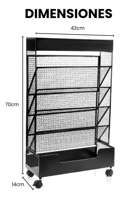 ORGANIZADOR METALICO PARA ESCRITORIO CON ESTANTES DE 70X42X14 CM - 2