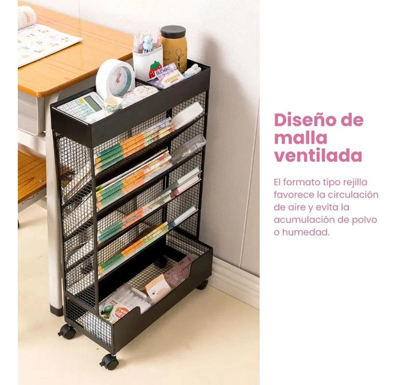 ORGANIZADOR METALICO PARA ESCRITORIO CON ESTANTES DE 70X42X14 CM - 4