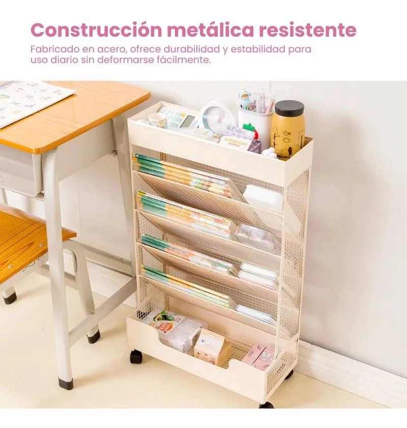 ORGANIZADOR METALICO PARA ESCRITORIO CON ESTANTES DE 70X42X14 CM - 5
