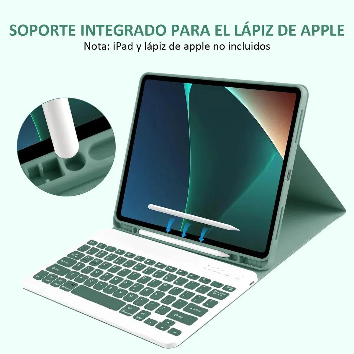 CARCASA PARA IPAD 9 CON TECLADO BLUETOOTH PORTATIL COMPATIBLE 10.2 Y 10.5 - 3