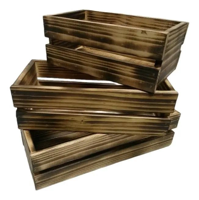 SET DE 3 CAJAS ORGANIZADORAS DE MADERA CON ACABADO RUSTICO - 5