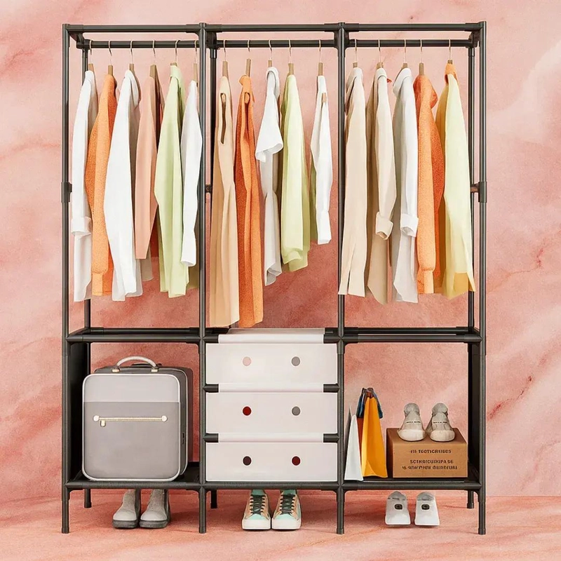 COLGADOR ORGANIZADOR DE ROPA CON TRES NIVELES PARA EXHIBICION - 3