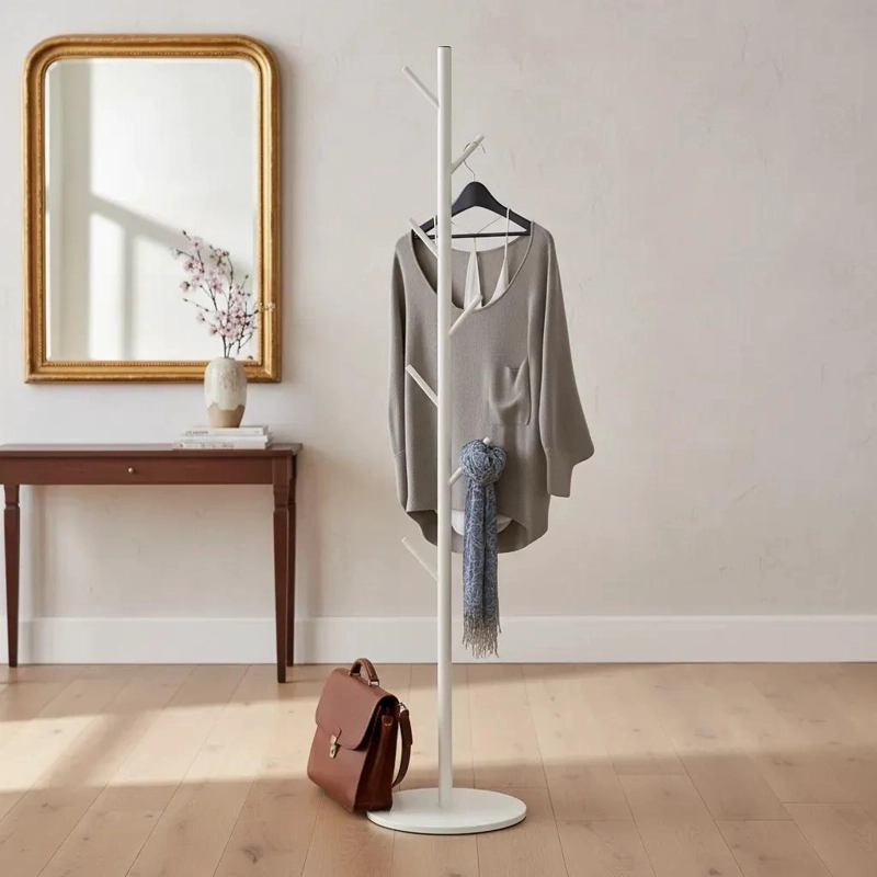 PERCHERO DE PIE METALICO CON BASE DE PIEDRA PARA COLGAR ROPA 170X30 CM - 2