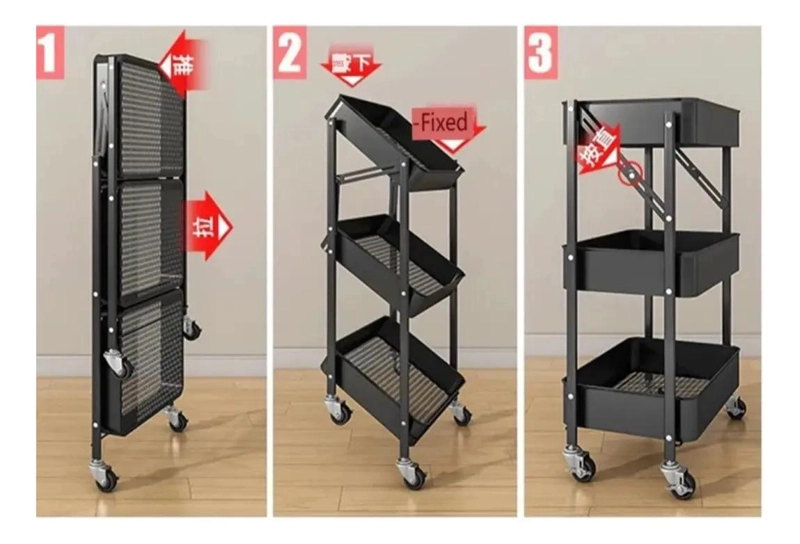 CARRITO ORGANIZADOR METALICO DE 3 NIVELES PARA FRUTAS Y VERDURAS - 2