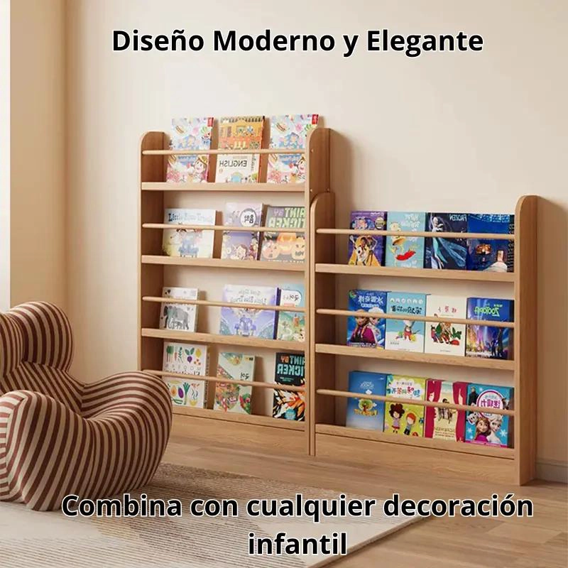 LIBRERO ORGANIZADOR INFANTIL DE MADERA CON 4 NIVELES Y GRAN CAPACIDAD - 2