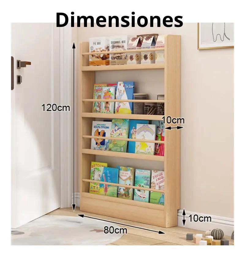 LIBRERO ORGANIZADOR INFANTIL DE MADERA CON 4 NIVELES Y GRAN CAPACIDAD - 4