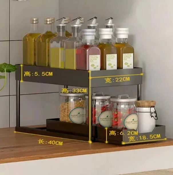 ESTANTE ORGANIZADOR PARA COCINA DE ACERO CON 2 NIVELES PARA ALMACENAMIENTO - 2