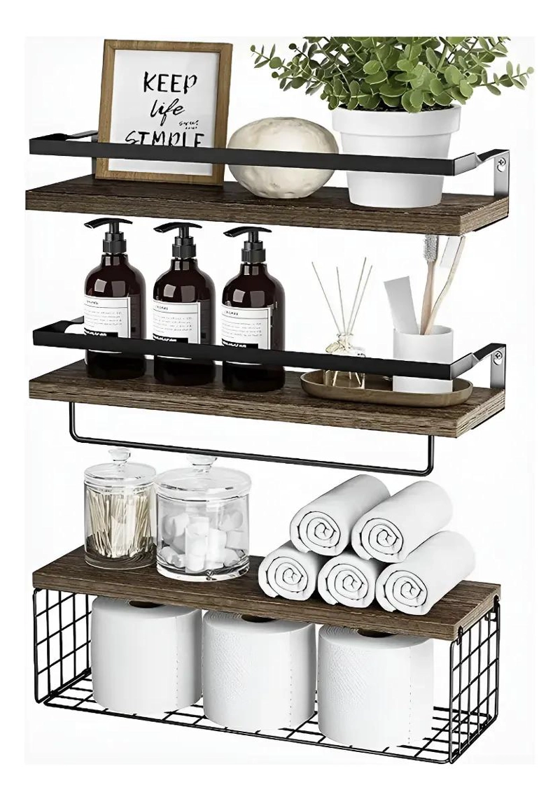 KIT DE 3 REPISAS FLOTANTES PARA MONTAJE EN PARED RESISTENTES Y DECORATIVAS - 2