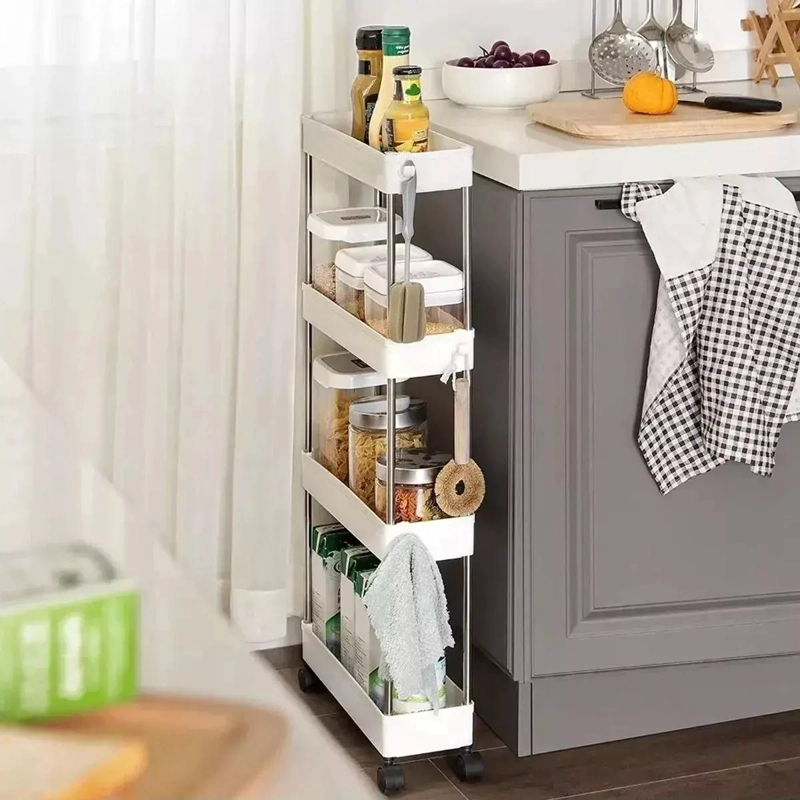 CARRO ORGANIZADOR ESTRECHO PARA COCINA CON 4 NIVELES Y RUEDAS - 5