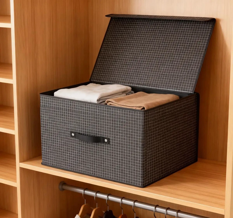 CAJA ORGANIZADORA PLEGABLE DE TELA TNT CON TAPA 60X40X30 CM - 3