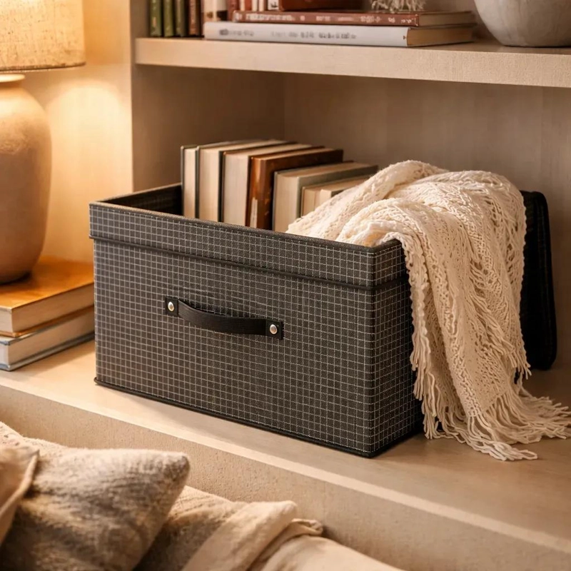 CAJA ORGANIZADORA PLEGABLE DE TELA TNT CON TAPA 60X40X30 CM - 4