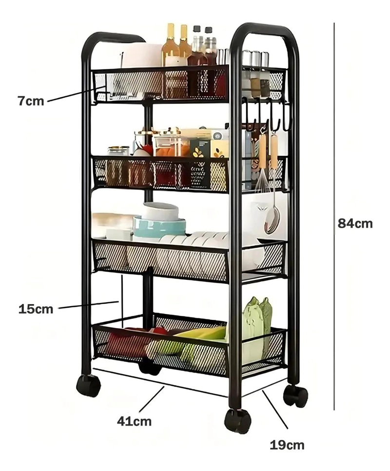 CARRITO ORGANIZADOR MULTIUSO CON RUEDAS Y 4 NIVELES DE ALMACENAMIENTO - 4