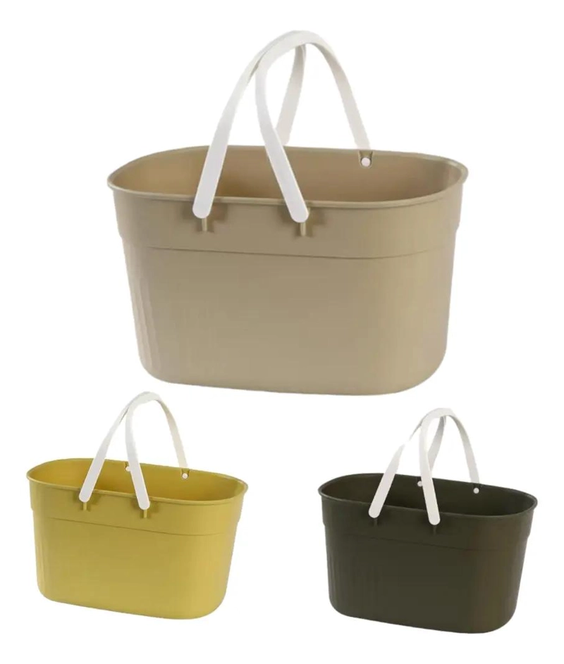 SET DE 3 ORGANIZADORES MULTIUSO DE PLASTICO CON ASA PARA ALMACENAMIENTO - 1
