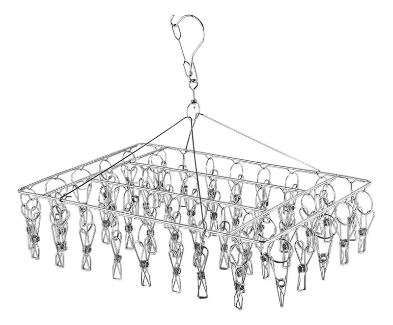 COLGADOR DE ACERO PARA ROPA INTERIOR CON 50 CLIPS RESISTENTES - 1