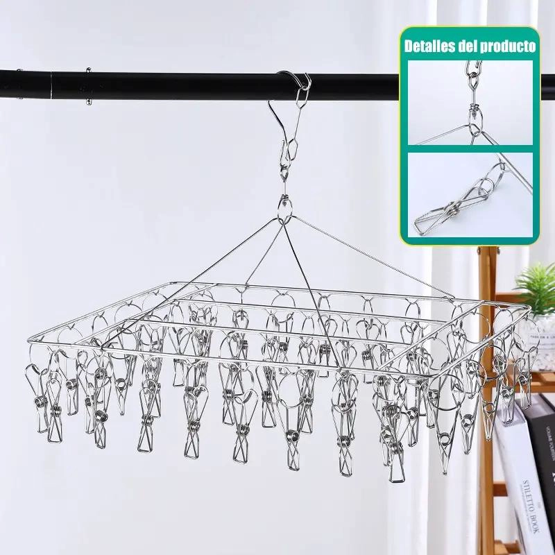 COLGADOR DE ACERO PARA ROPA INTERIOR CON 50 CLIPS RESISTENTES - 5