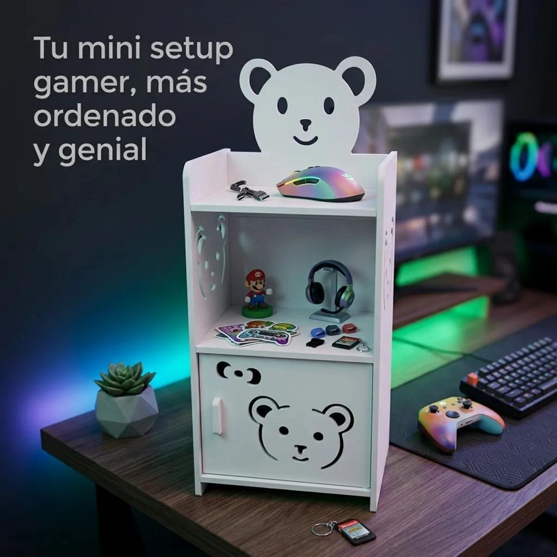 MUEBLE ORGANIZADOR COMPACTO CON PUERTA PARA ESPACIO GAMER - 2