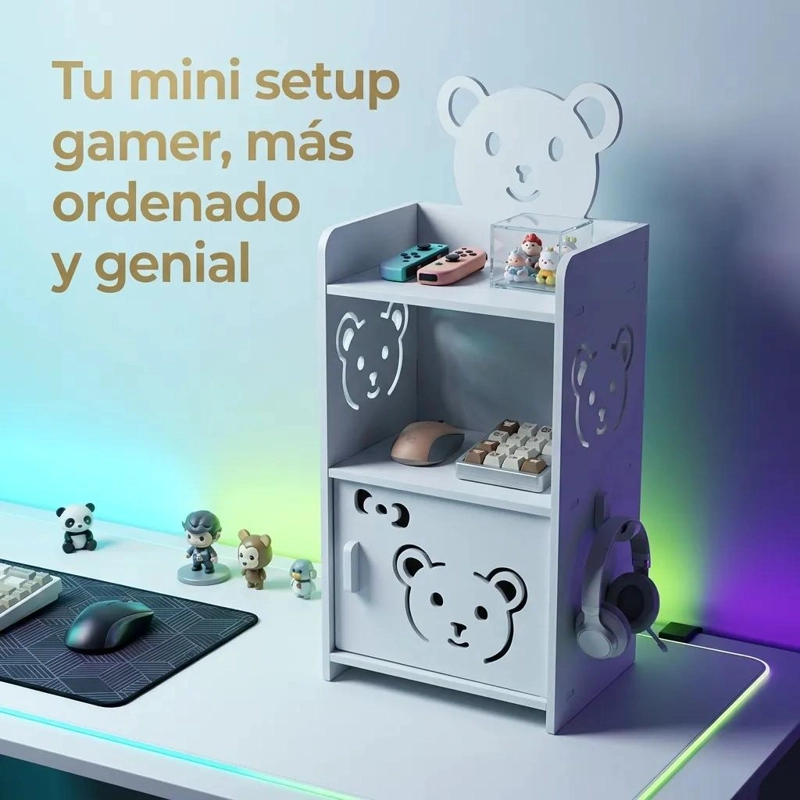 MUEBLE ORGANIZADOR COMPACTO CON PUERTA PARA ESPACIO GAMER - 4