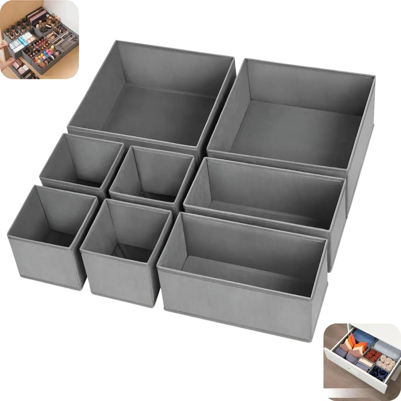 SET DE 8 ORGANIZADORES PLEGABLES PARA ROPA INTERIOR Y CAJONES - 1