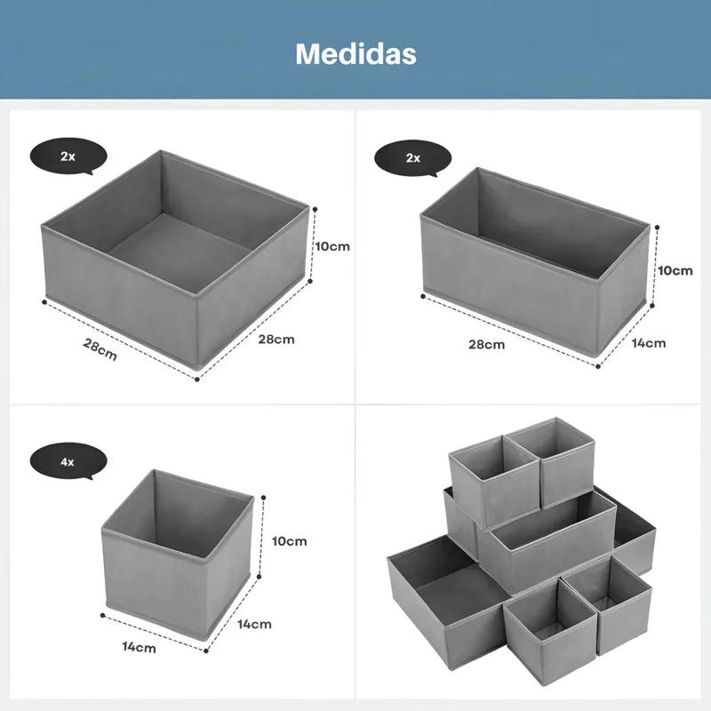 SET DE 8 ORGANIZADORES PLEGABLES PARA ROPA INTERIOR Y CAJONES - 3