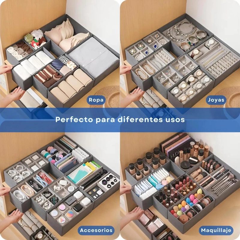 SET DE 8 ORGANIZADORES PLEGABLES PARA ROPA INTERIOR Y CAJONES - 4