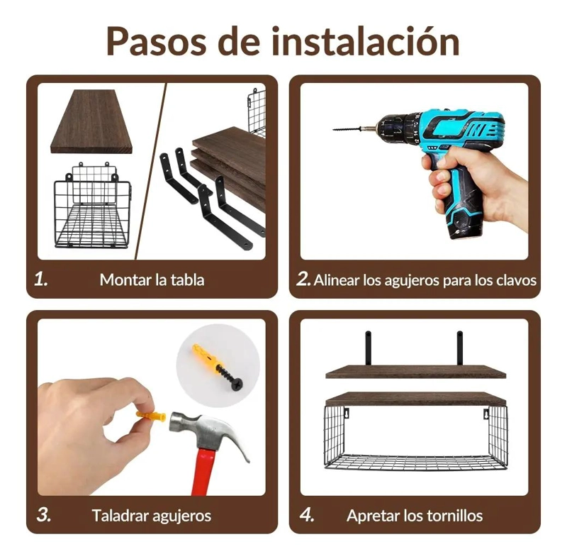CONJUNTO DE 3 REPISAS FLOTANTES MODERNAS DE MADERA DE PINO - 3