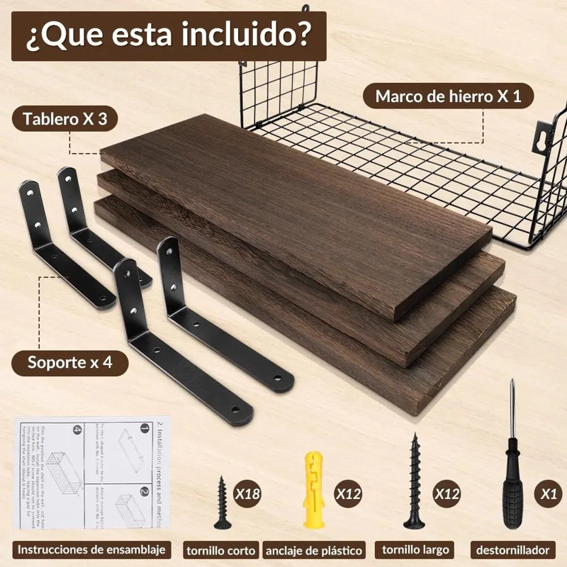 CONJUNTO DE 3 REPISAS FLOTANTES MODERNAS DE MADERA DE PINO - 4