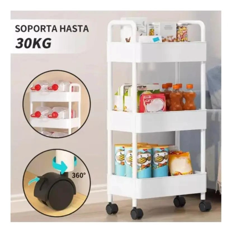 CARRO ORGANIZADOR MULTIUSO CON 3 NIVELES PARA ALMACENAMIENTO EFICIENTE - 3