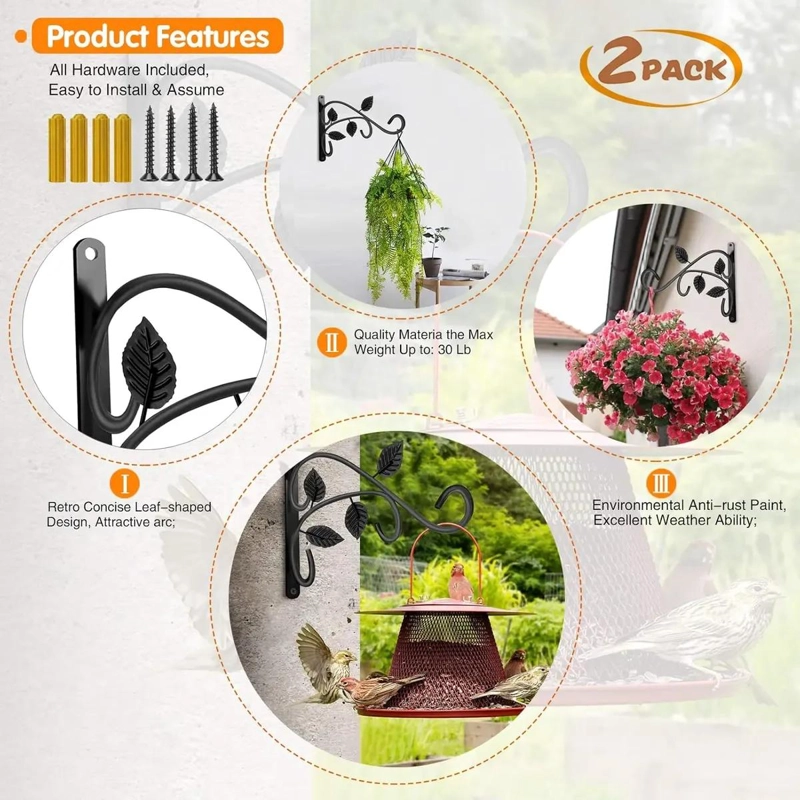 SET DE 2 GANCHOS DE PARED PARA COLGAR MACETAS Y PLANTAS - 5