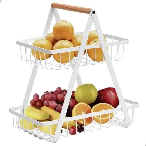 ORGANIZADOR METALICO PARA FRUTAS CON DISEÑO DE CESTA PARA MESA - 1