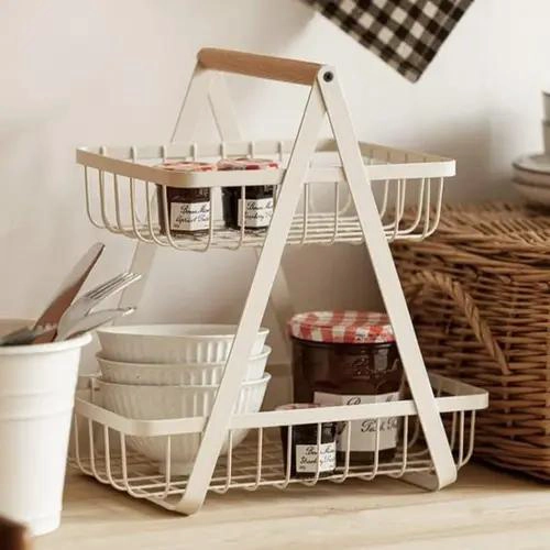 ORGANIZADOR METALICO PARA FRUTAS CON DISEÑO DE CESTA PARA MESA - 4
