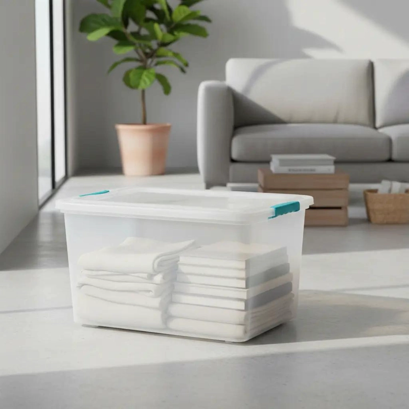 CAJA ORGANIZADORA APILABLE CON RUEDAS CAPACIDAD 28 LITROS - 1