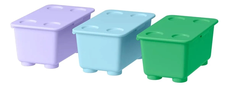 CAJA ORGANIZADORA APILABLE CON TAPA VERDE 17X10 CM SET 3 UNIDADES - 1