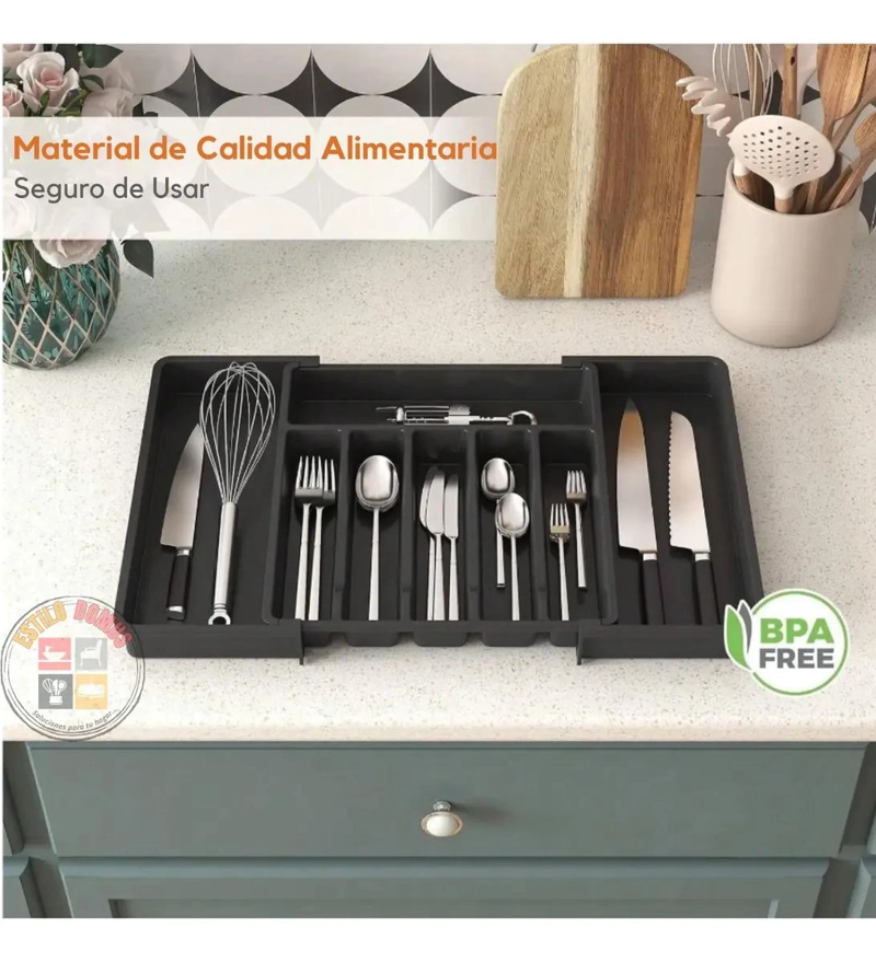 ORGANIZADOR EXPANDIBLE PARA CUBIERTOS CON SEPARADORES AJUSTABLES - 5