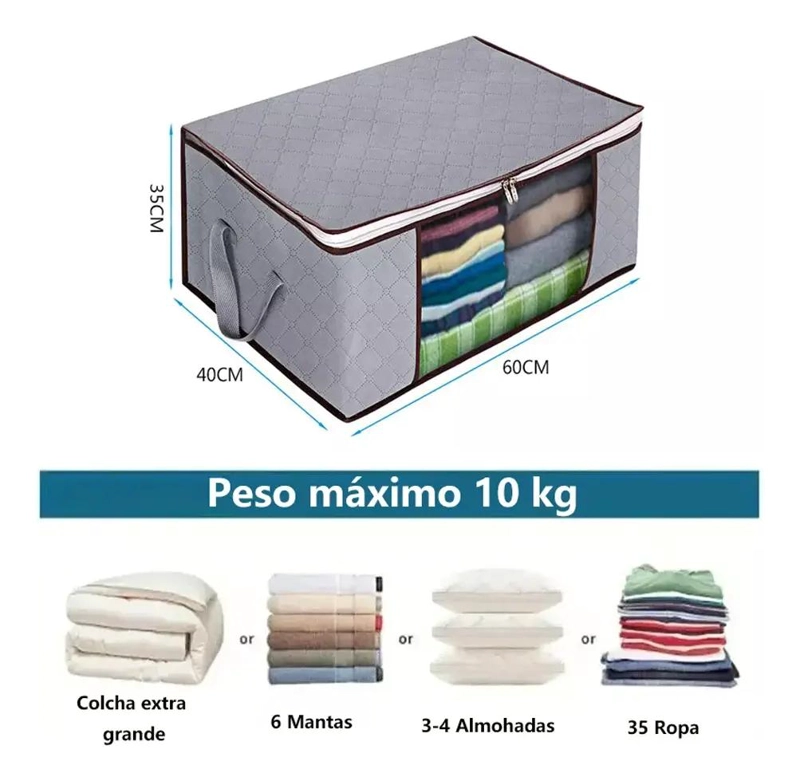 SET DE 6 CAJAS ORGANIZADORAS PLEGABLES PARA ALMACENAMIENTO DE ROPA COLOR GRIS - 2