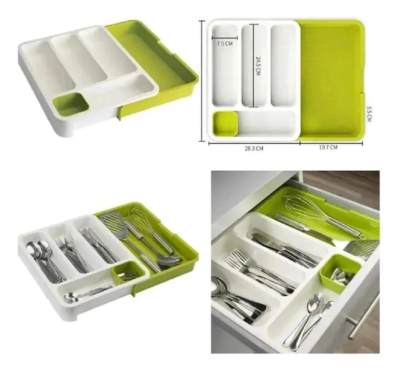 ORGANIZADOR AJUSTABLE PARA CUBIERTOS Y CUCHILLOS CON COMPARTIMENTOS - 4