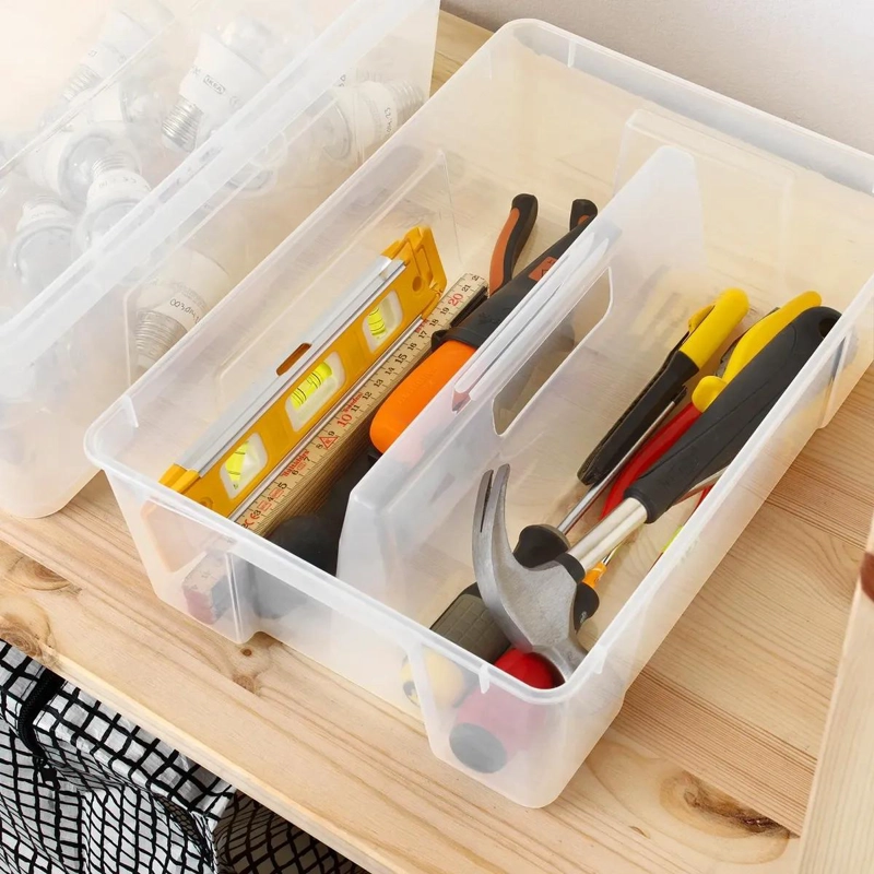 ORGANIZADOR TRANSPARENTE CON 2 COMPARTIMENTOS 37X25X12 CM - 3