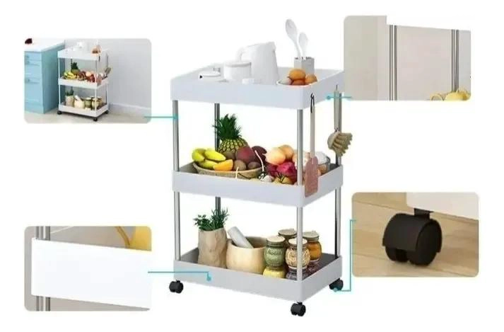 CARRITO ORGANIZADOR MOVIL DE 3 NIVELES MULTIUSOS PARA ALMACENAMIENTO - 4