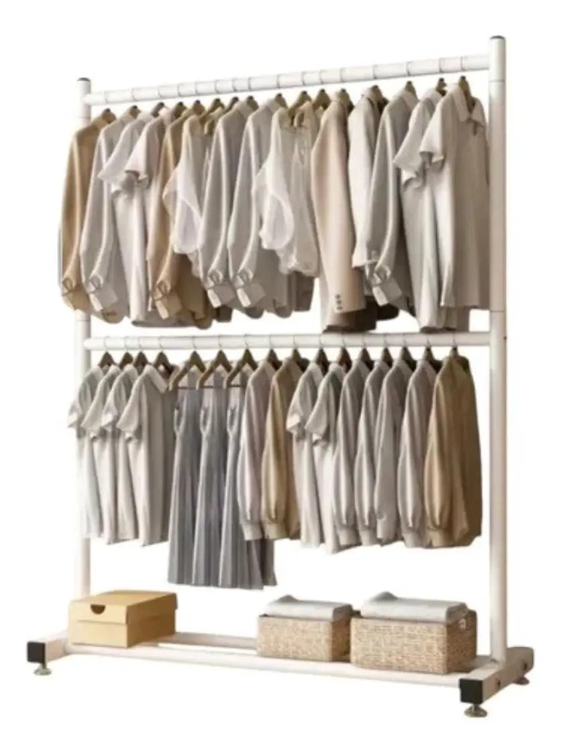 PERCHERO COLGADOR METALICO DE 2 NIVELES PARA ROPA CON DISEÑO RESISTENTE - 1