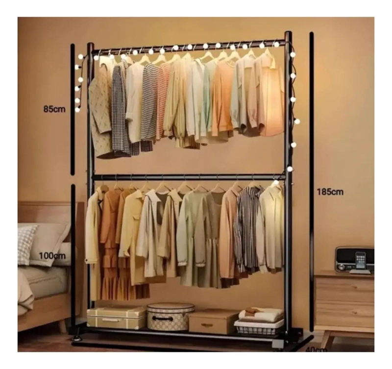 PERCHERO COLGADOR METALICO DE 2 NIVELES PARA ROPA CON DISEÑO RESISTENTE - 3