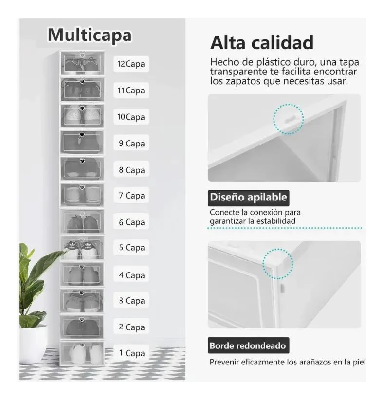ORGANIZADOR PLEGABLE DE PLASTICO PARA ZAPATOS 10 UNIDADES - 3