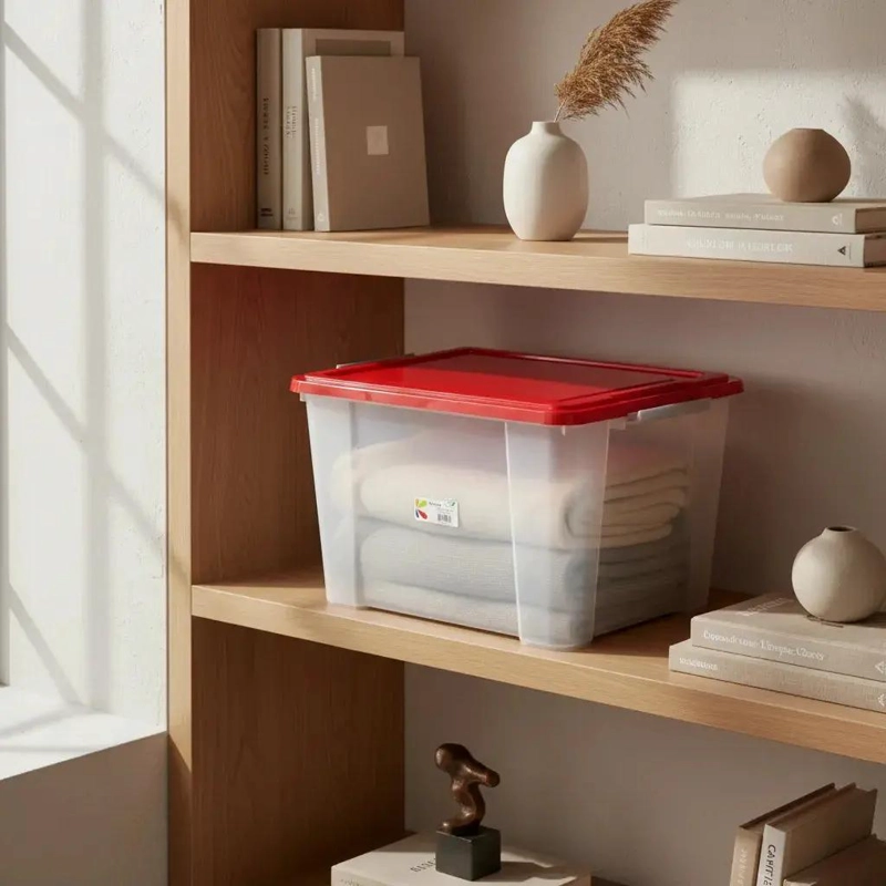 CAJA ORGANIZADORA PLASTICA CON CAPACIDAD DE 68 LITROS PARA ALMACENAMIENTO - 2
