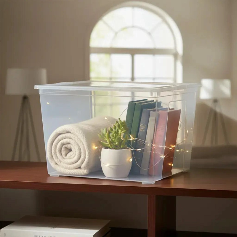 CAJA ORGANIZADORA APILABLE CON TAPA CAPACIDAD 30 LITROS - 4
